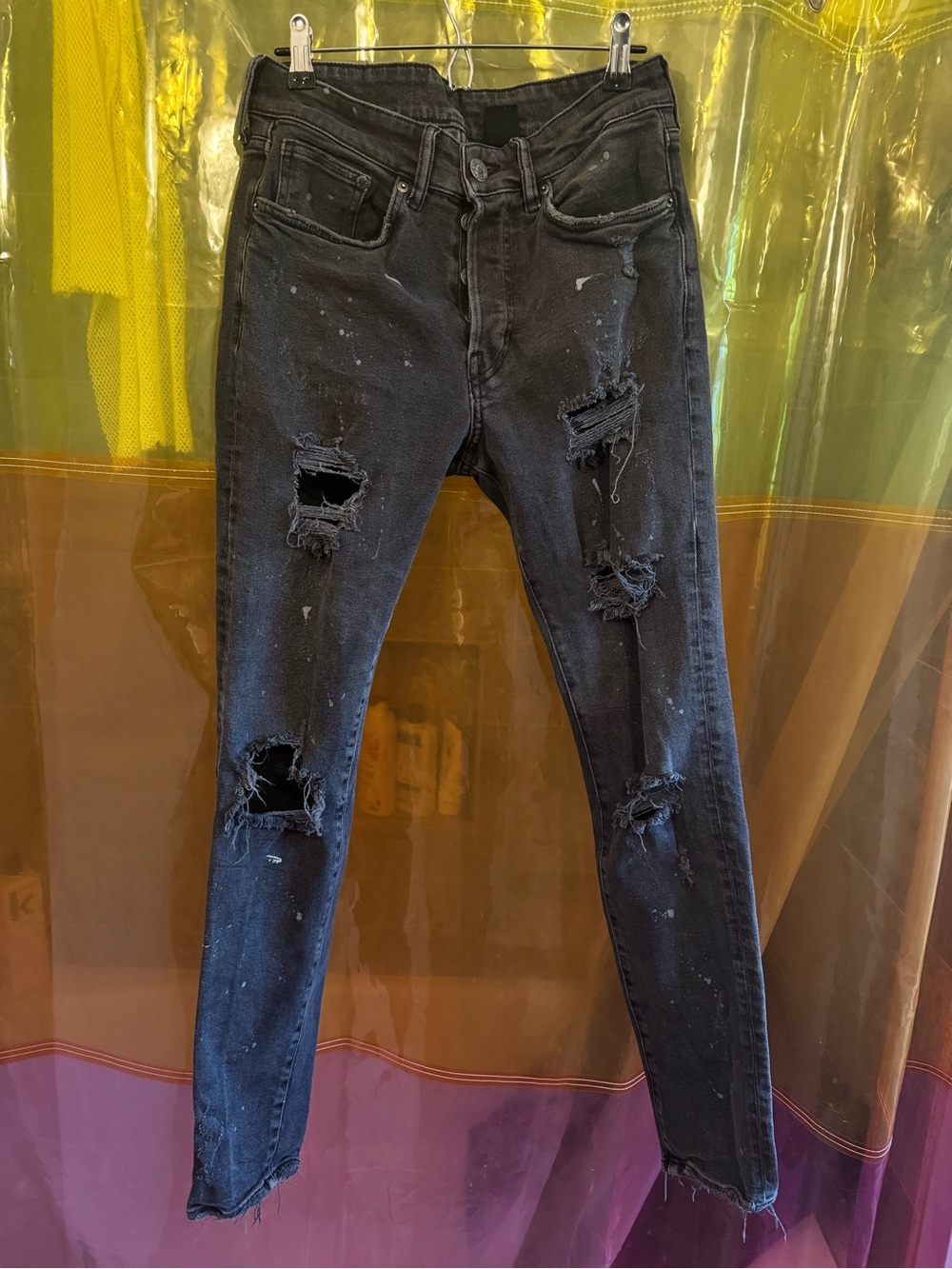Men’s Black Distressed Ripped Skinny Jeans